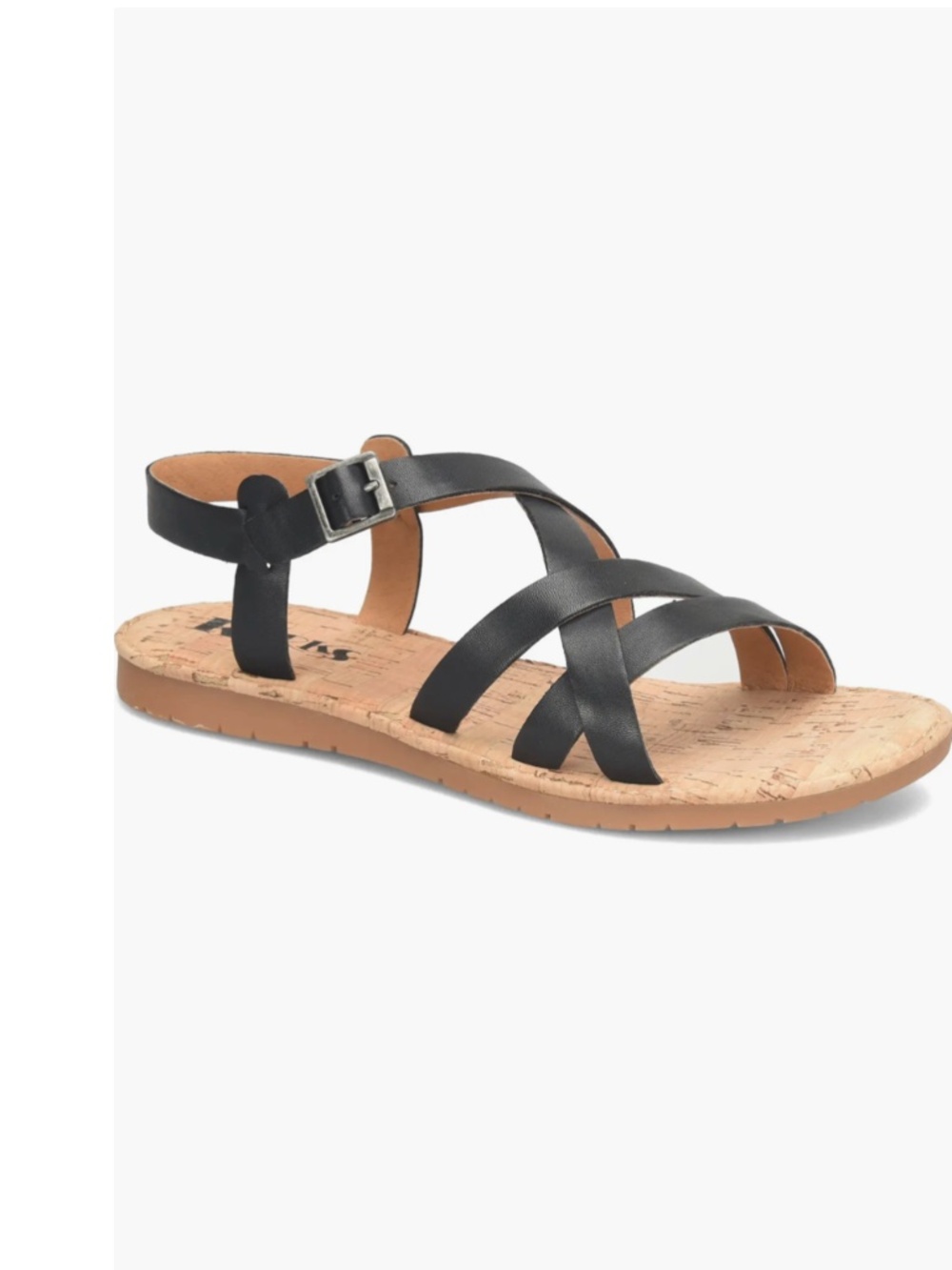 Korks Jerrick Black Strappy Cork Insole Flat Sandals Womens 9 NEW $75